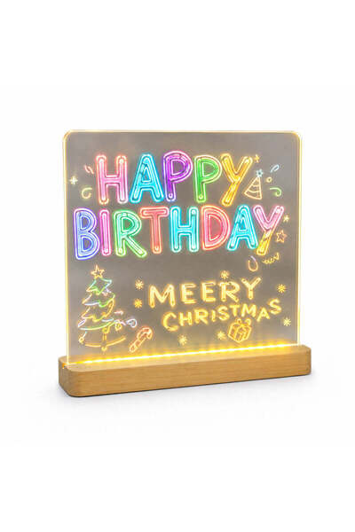 FOXMAG24 Decorative LED Panel "Happy Birthday" with Neon Effect