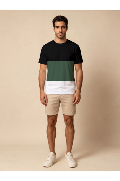 Take Two By Styli Men Color Block Round-Neck Short-Sleeve T-Shirt