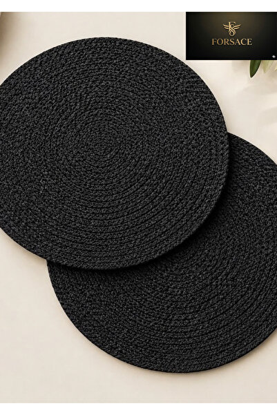 FORSACE Set of 2 Natural Jute Woven Straw Placemats Round Dining Table Placemats