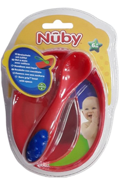 Nuby Μπολ φαγητού με κουτάλι κόκκινο 32117260003