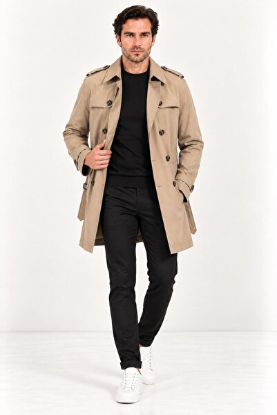 centilmen Slim Fit Kemerli Kruvaze Trençkot 21300