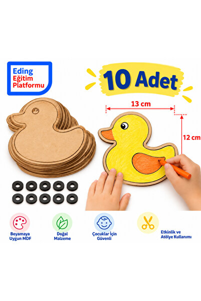 EDİNG EĞİTİM PLATFORMU Ördek Civciv Ahşap Boyama Magnet STEM Seti- Montessori Aktivite Sanat Okul Öncesi Anaokulu Kreş Etkinlik Seti - 10lu Atölye Seti