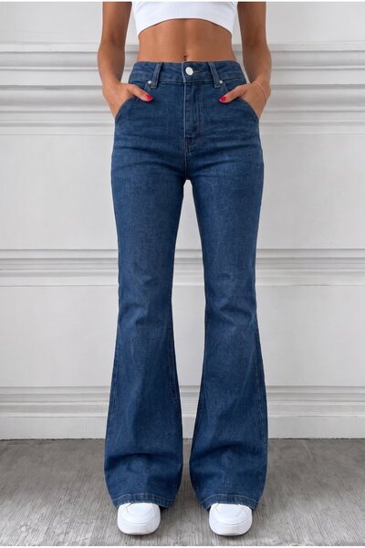 BİKELİFE Distressed Washed High Waist Flare/Spanish Jeans