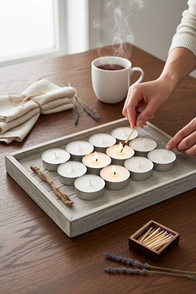 OBBJE 12'li Tealight Mum Seti – Dekoratif Mum – Metal Kaplı