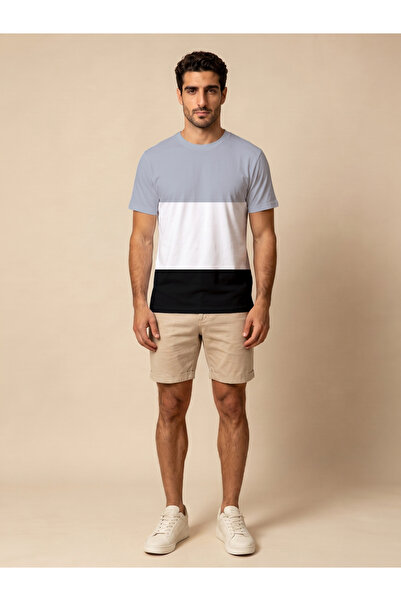 Take Two By Styli Men Color Block Round-Neck Short-Sleeve T-Shirt