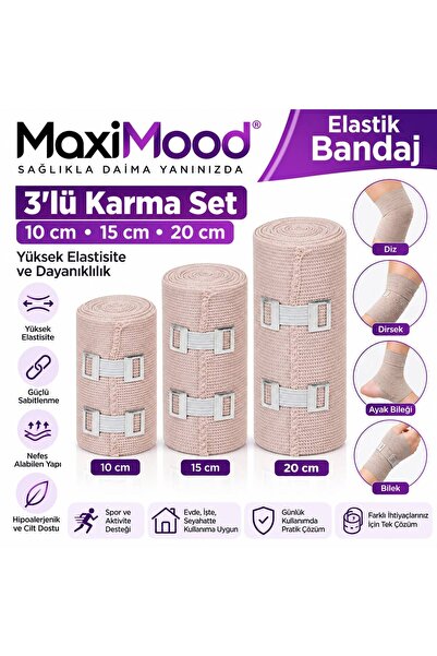 Elastik Bandaj 3’lü Set Yüksek Kalite Esneklik ve Dayanıklılık - 10cm-15cm-20cm
