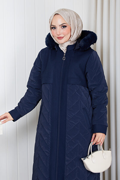 Pamuk Butik Women's Cashmere Detailed Lined Nova Quilted Coat