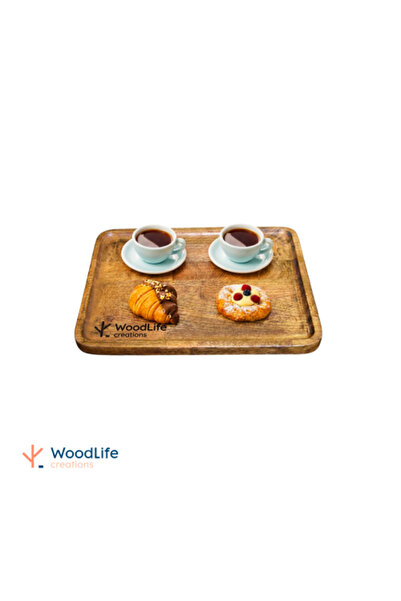 WOODLIFE صينية خشبية مستطيلة 40 × 30 سم من خشب الزان، لون بني