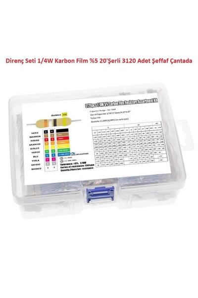 Hatfon Elektronik Direnç Seti 1/4W Karbon Film %5 20'Şerli 3120 Adet 156 Çeşi...