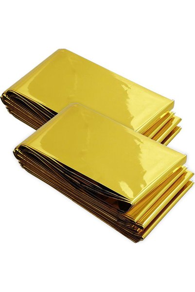 Generic Brand 2-Piece Gold Survival Blanket, Outdoor Emergency Blanket