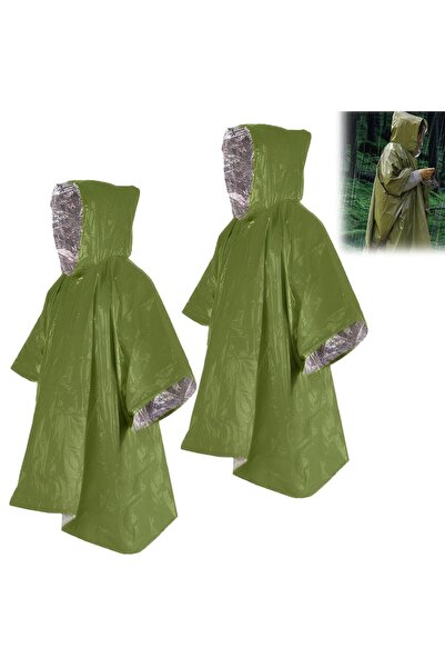 Generic Brand Set de poncho de ploaie de urgență din 2 piese, impermeabil, cu...