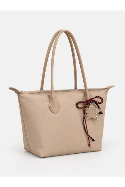 Madamra Mink Women's Decorated Zippered Shopper Shoulder Bag