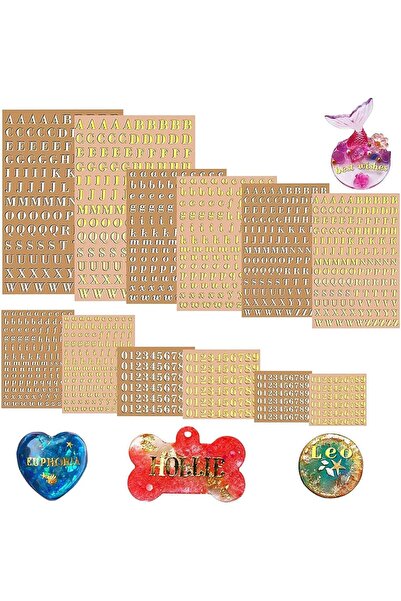 Arabest 12 Sheets Glitter Metal Alloy Alphabet and Number Stickers,Self Adhes...