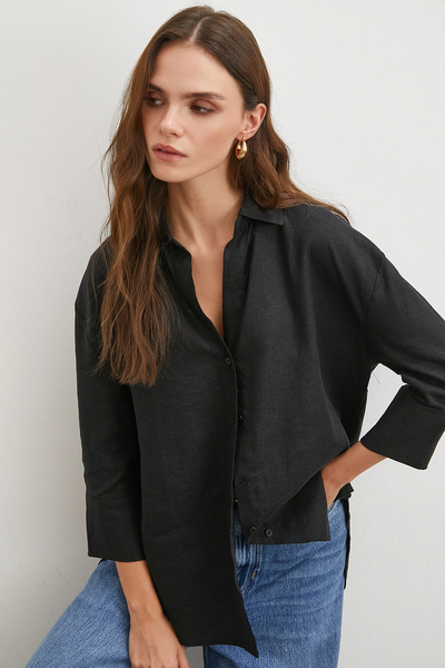 NEVERMORE Fakir Sleeveless Linen Shirt Black