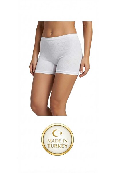 KAİZEN White Openwork Women's Shorts 100% Cotton Made in Turkey - Elegance an...