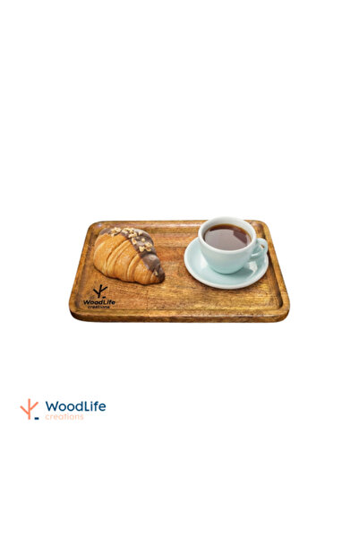 WOODLIFE صينية خشبية مستطيلة مقاس 30 × 19 سم مصنوعة من خشب الزان، لون بني