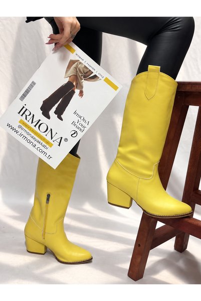 irmona Limona Sari Imported Leather 6 cm Heel Women's Boots