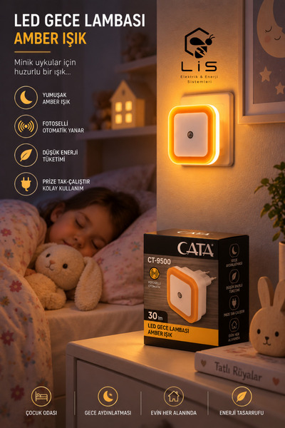 Cata CT-9500 Fotoselli Led Gece Lambası Priz Tipi Sensörlü