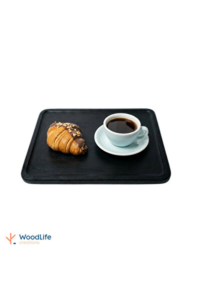 WOODLIFE صينية خشبية مستطيلة 35 × 27 سم باللون الأسود