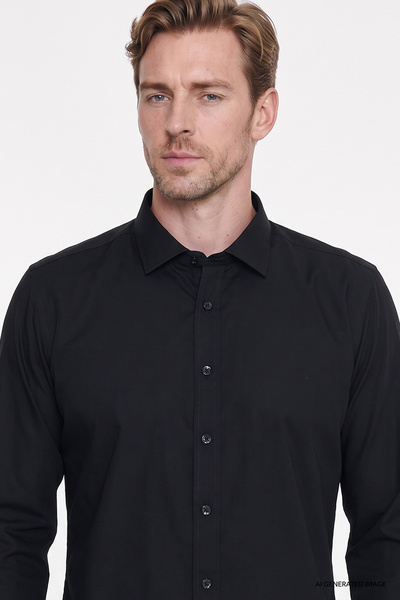 ALTINYILDIZ CLASSICS Men's Black Non-Iron 100% Cotton Slim Fit Classic Collar...