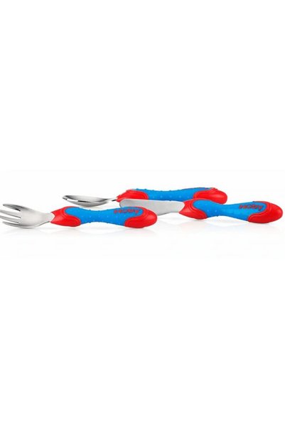 Nuby Μεταλλικά Μαχαιροπίρουνα Μπλε Κόκκινο 048526054336