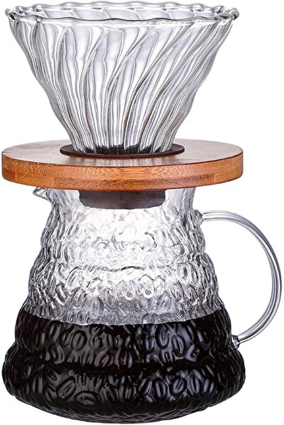 MOONMEN طقم صنع القهوة بالتقطير V60، وعاء تقديم القهوة سعة 600 مل مع فلتر زجا...
