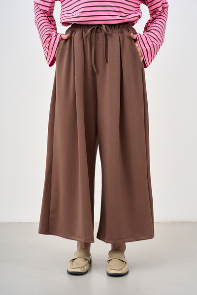 LOCCO Kadın Beli Ayarlanabilir Lastikli Bol Pantolon Vizon