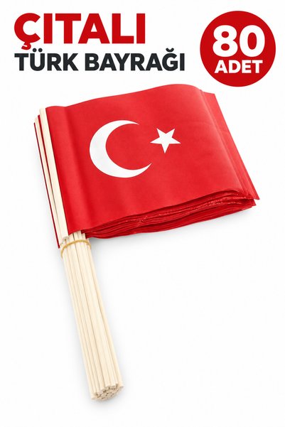 Vatan -Buket Çıtalı Türk Bayrağı Küçük Boy 12 x 22,5 cm – 80’li Paket