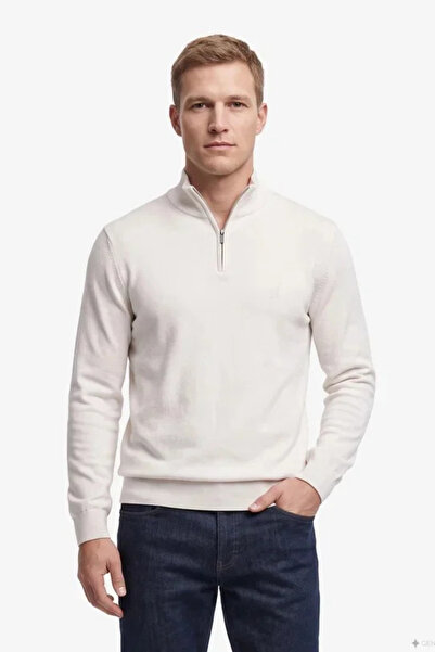 Nautica Erkek Bej Regular Fit Triko Kazak