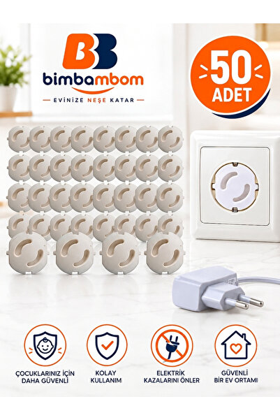 bimbambom 50 Adet Priz Kapağı, Bebek Ve Çocuk Güvenlik Koruma Piriz Kapatıcı,...