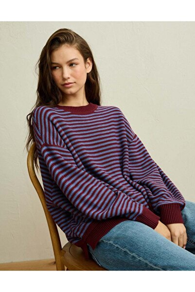 AMERICAN EAGLE سترة AE كبيرة الحجم ذات رقبة دائرية