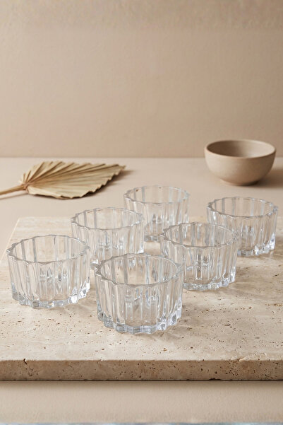 RUBİ PORSELEN 6-Piece Footed Glass Magnolia Bowl 9 cm Ice Cream Bowl, Dessert...