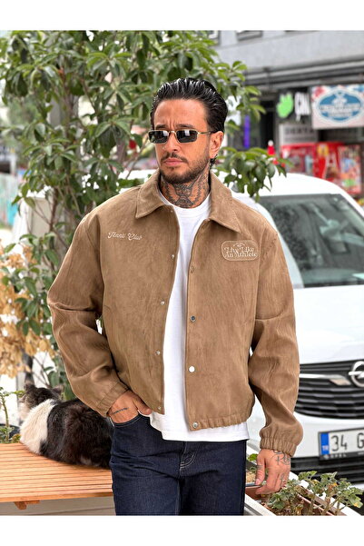 manch collection 25-12 Oversize Sırt Detaylı Nubuk Ceket Kahverengi