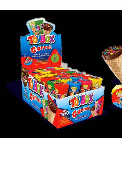 Toybox Fındık Krema Dolgulu Renkli Draje Şekerli Kornet 24,Lü paket