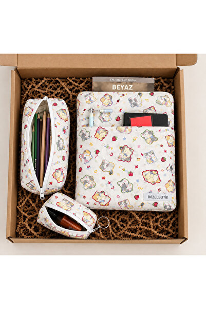 ikizelbutik Puf 3-Piece Set Book Cover, Book and Tablet Cover |   Lined Pen H...