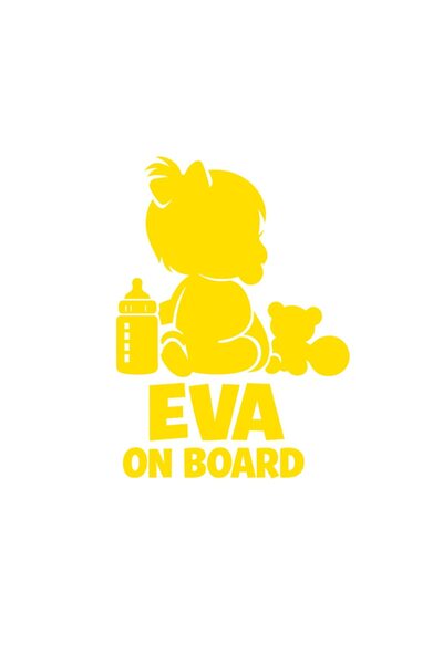OEM Autocolant auto  "Eva la bord ", 10cm, Galben
