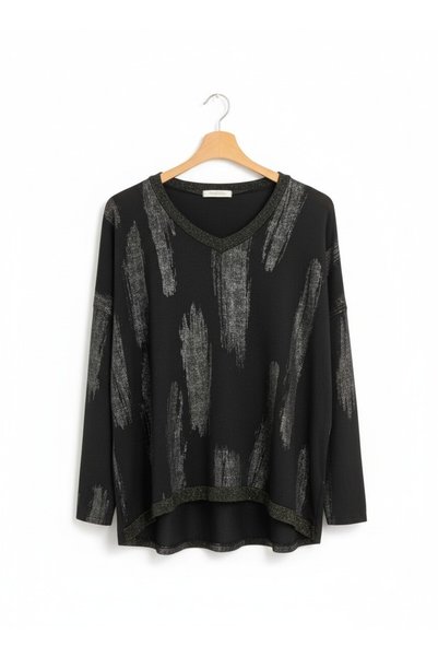 Park Moda Shiny Glitter Printed Thin Knitwear Blouse (Available in Sizes 40-46.)
