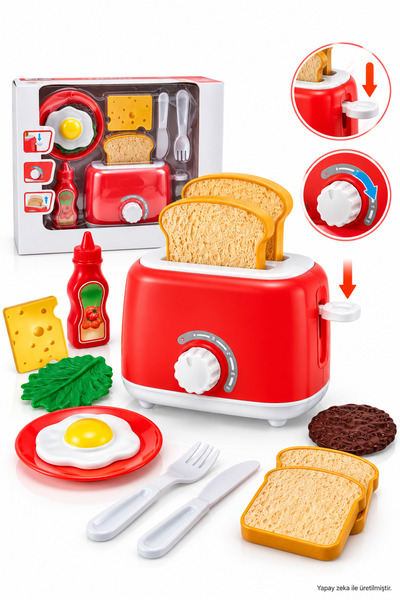 craftivio Sesli ve Işıklı Oyuncak Ekmek Kızartma Makinesi - Fırlatma Fonksiyo...