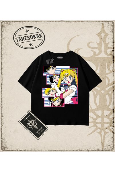 Tarzsokak Sailor Moon Anime Printed Oversize Unisex T-Shirt