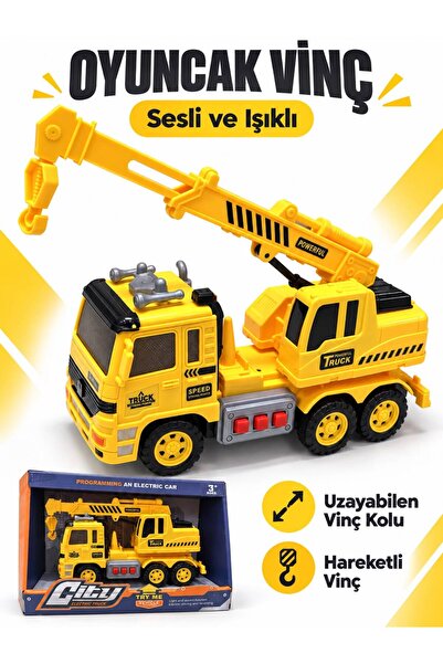 afreyz oyuncak Oyuncak Vinç Kamyon Sesli ve Işıklı Oyuncak Vinç Kamyonu Harek...
