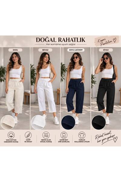 Generic Brand 100% Cotton Thin Gabardine Capri Pants with Pis Cut