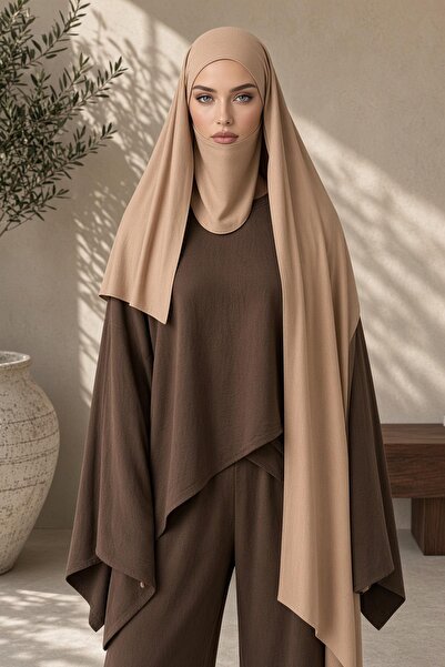 Aisha's Design Neck-Covering Veil Featuring Combed Cotton Boned Shawl, Ps-58