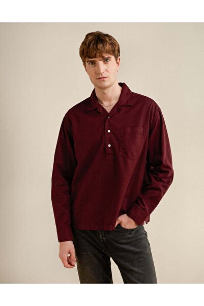 AMERICAN EAGLE AE Relaxed Fit Linen-Blend Popover Shirt