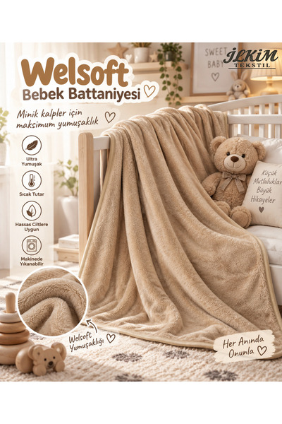 cs ilkim Welsoft Bebek Battaniyesi - 105x155 cm | Ultra Yumuşak & Hafif |
