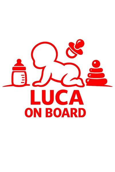 OEM Autocolant auto  "Luca la bord ", 10cm, Roșu
