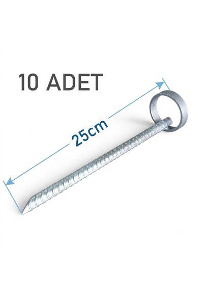 Avcu Egzoz&Metal 10'lu Halkalı Kazık Çadır Kazığı 10mm gri