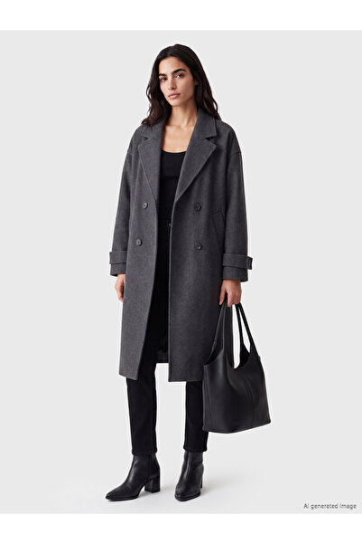 LC Waikiki Double Breasted Collar Women's Cachet Overcoat