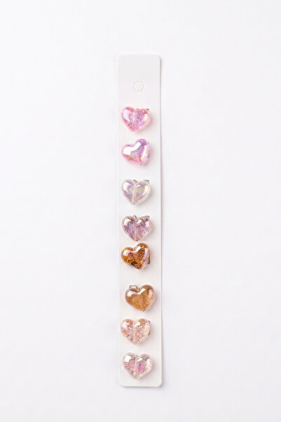 Le Mabelle Multi-Colored Pastel Tones Glittery Heart Figured 8-Piece Girls' H...