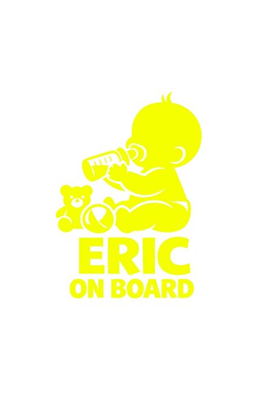 OEM Autocolant auto  "Eric la bord ", 10cm, Galben