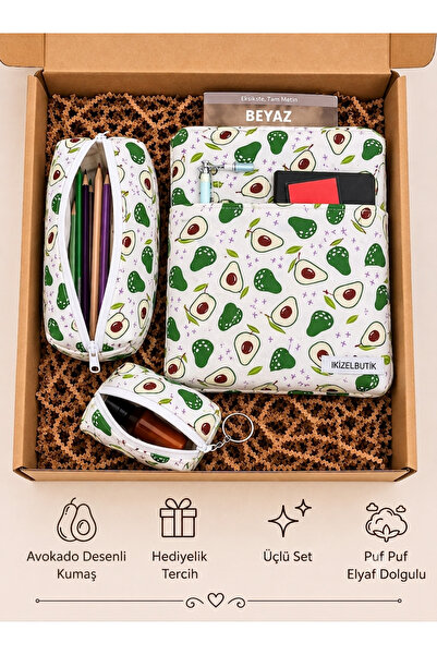 ikizelbutik Puf 3'lü Set Kitap Kılıfı, Kitap ve Tablet Kılıfı | Astarlı Kalem...
